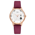 Orologio al quarzo da donna con cinturino in pelle bordeaux e cassa in oro rosa - Rosso rosa