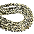 Natural Dalmatian Jasper round loose beads in multiple sizes for DIY jewelry making - 8mm Approx 46pcs / Spotted Stone