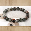 Natural dragon blood stone beaded bracelet with dark green and red round stone beads - Bloodstone / 6mm