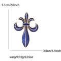 Lilie-Emaille-Schwert-Brosche in Blau und Gold mit Größen- und Gewichtsangaben - Blau