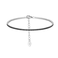 S925 sterling silver tennis bracelet featuring 1.5mm round black cubic zirconia stones - Platinum Plated Style / Silver (Black Rhinestone)