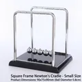 Small Newton's cradle balance balls with silver metal frame and black mirror plastic base - Small Square Billiard Ball (non-perpetual Motion) ♢ / Original Packaging ♢