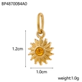 Detailed view of a gold sun pendant with yellow gemstone and dimension measurements - Sun Pendant - Gold With Yellow Zirconia