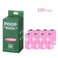 Biodegradable lavender scented pink dog poop bags 120 count pack with green storage box - With Header Card / 8 Rolls Set / Pink