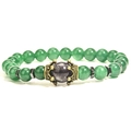 Bracciale di perline in pietra naturale verde con ciondolo corona e distanziatori es - Avventurina Verde Ametista