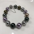 Morandi-colored pearl bracelet with multi-color pearls and diamond-studded magnetic clasp - 17.5cm / Morandi Purple