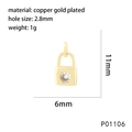 Macro shot of 18K gold plated heart lock pendant with zircons for jewelry DIY - Lock (P01106)