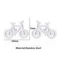 Minimalist silver bicycle stud earrings in stainless steel with 10mm width - Bicycle / Steel