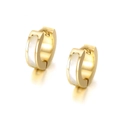 Pendientes de aro de acero inoxidable dorado con elegantes incrustaciones de nácar blanco - 4*9MM Huggie de Concha / Dorado