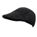 Classic black wool newsboy cap for men with premium plaid texture for autumn and winter - Adult / Black and Gray