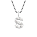 Elegant titanium steel box chain necklace featuring a pearl-inlaid letter S pendant - S-Steel Color