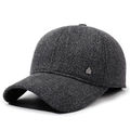 Men's winter baseball cap in dark gray wool fabric with warm ear protection earflaps - Adjustable / Gray
