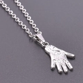 Silver Hamsa Hand necklace with Evil Eye pendant in polished stainless steel finish - Pendant with Necklace / Silver Necklace