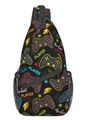 Sac de poitrine croisé noir avec imprimé manette de jeu et lettrage Player - Manette de Jeu C