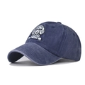 Gorra de béisbol de algodón azul marino lavado con diseño de caniche bordado para perros - Ajustable / Azul marino