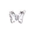 Silver stainless steel butterfly pendant with clear faceted crystal for DIY jewelry - White