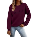 Felpa bordeaux girocollo con stampa Smile e texture in cotone di alta qualità - Borgogna