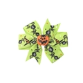 Green Halloween bow hair clip with spider patterns and an orange pumpkin charm - 6# Green Cartoon Pumpkin