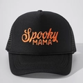 Cappellino trucker nero Spooky MAMA ricamato con rete, cordino e scritte arancioni - Taglia unica / Nero