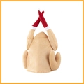 Funny roasted turkey plush party hat with red and white Christmas boot leg details - One Size / Christmas Hat Style
