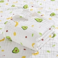 Soft 6-layer cotton gauze baby blanket featuring avocado and banana fruit prints - Straight Edge-Avocado