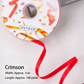 Red 1cm wide satin ribbon roll for Christmas DIY gift wrapping and custom decoration - 1.0 Polyester Ribbon 100 Yards Large Red