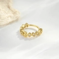 Elegant gold hoop earrings with sparkling zircon stones in a rhombus micro-setting - Rhombus Pave Style (A862-1#)