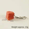 Realistic resin beef cube keychain with silver metal clasp and 13g weight detail - Small Beef Cube - Lobster Clasp Style