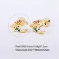 Boucles d'oreilles étoile et lune dorées serties de zircons multicolores arc-en-ciel - (1 PC) 7# Étoile & Lune - Or