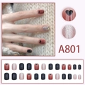 Uñas postizas de purpurina con degradado rojo y diseños de corazones negros A801 - A801 Tipo de Pegamento