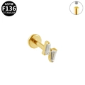 Gouden ASTM F136 titanium labret met trapeze zirkoon en intern schroefdraad - Tapered Baguette Zirkonia / Goud