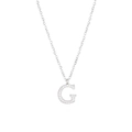Silver tone initial G necklace featuring sparkling micro-pave cubic zirconia crystals - Silver-G