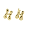 Polished 18k gold plated chunky bubble letter H stud earrings with a glossy finish - Style-H