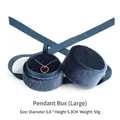 Dark blue velvet round jewelry box for necklaces featuring a matching ribbon detail - Pendant Box / 5.8x5.3cm / Blue