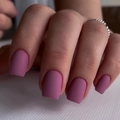 Matte square press on nails in dusty rose mauve color with minimalist silver ring - Matte Dusty Pink (JP3190)