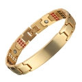 Herren-Armband aus vergoldetem Edelstahl mit roten, schwarzen und weißen Magneten - Goldener Edelstahl