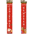 Striscioni rossi di Natale e Capodanno con illustrazioni di Babbo Natale e renne - MC10 Rosso Buon Natale Renna