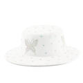 Elegant white wool felt hat with rhinestone butterfly design and wide brim for women - Rhinestone Butterfly Pattern / White
