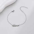 Silver stainless steel Libra zodiac sign charm bracelet with O-chain and lobster clasp - Libra Steel