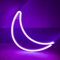 Purple crescent moon LED neon sign light for wall decoration and festive ambient lighting - Purple