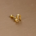 Golden heart screw back stud earring with zircon stones for helix piercing and jewelry sets - Pave Heart / Gold