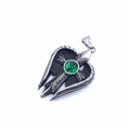 Retro titanium steel winged cross necklace pendant with green cat eye stone center - Green Eye Pendant Only (No Chain)