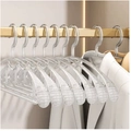 Nonslip transparent wide shoulder acrylic clothes hanger on a sleek gold closet rod - Transparent Wide (5PCS)