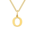 Minimalist gold stainless steel necklace featuring a polished letter O pendant charm - Letter O / Gold