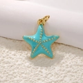 DIY ocean jewelry gold-plated turquoise starfish pendant charm with durable color retention - A0174 Starfish (Turquoise)