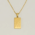 18K gold plated stainless steel rectangle necklace featuring Aquarius zodiac pendant - Bottle Style (385)