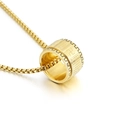 Rotating gold stainless steel cylinder pendant necklace with Buddhist sutra engraving - A-Style (KN109049-K)