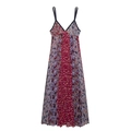 Maxikleid im Patchwork-Design mit Blumenmuster, V-Ausschnitt und Spitze im Boho-Stil - XS / Druck