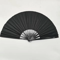 Traditional black Kung Fu folding fan with bamboo frame and durable fabric surface - 33CM / Black Fabric (Black Bone)