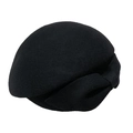 Béret élégant en laine noire avec grand nœud latéral de style vintage britannique - Adulte 58cm Taille Unique / Noir